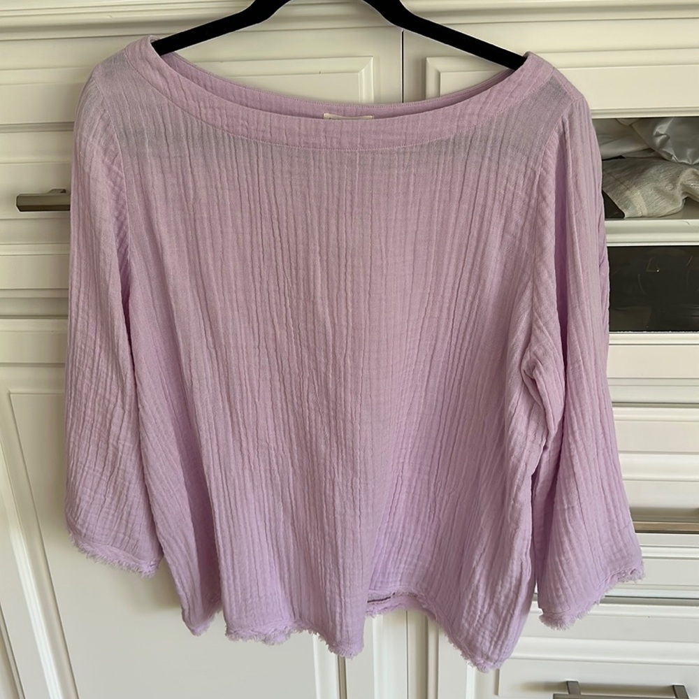 Eileen Fisher 3/4 sleeve organic cotton lofty gauze top